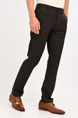 Angled front view of IVYN Regent Espresso Melange formal trousers
