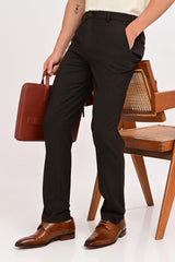 Editorial look featuring IVYN Regent Espresso Melange tailored trousers