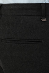 Rear welt pocket and IVYN metal detail on Graphite Melange formal trousers