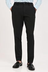 Front view of IVYN Regent Graphite Melange slim-fit formal trousers