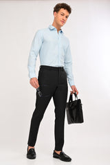 Full-length look featuring IVYN Regent Graphite Melange tailored trousers