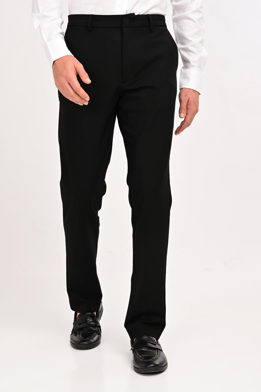 Alternate front view of IVYN Regent Jet Black formal trousers