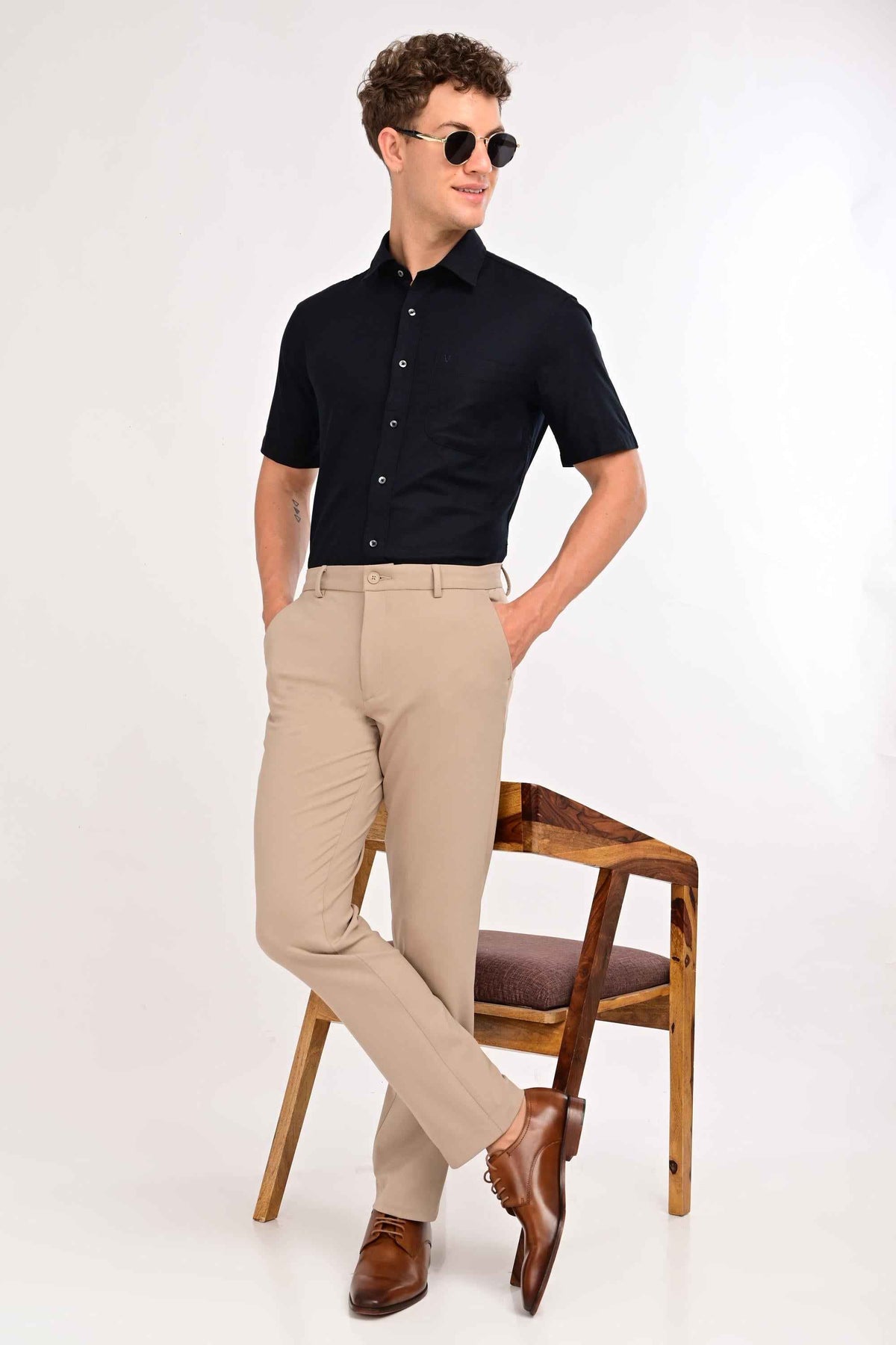 Regent Tailored Trousers — Mink Beige