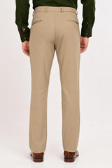 Back view of IVYN Regent Taupe Melange slim-fit formal trousers