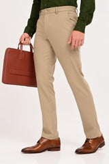 Full-length styled look featuring IVYN Regent Taupe Melange trousers