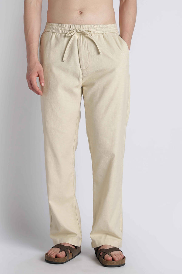 Riviera Linen-Blend Drawstring Trousers — Soft Cream — alternate view