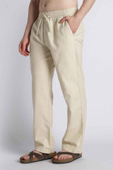 Riviera Linen-Blend Drawstring Trousers — Soft Cream