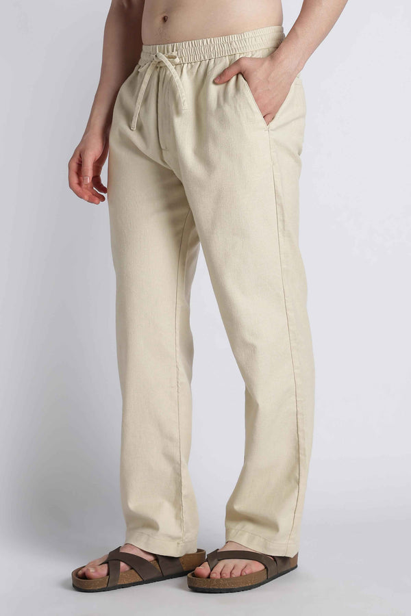 Riviera Linen-Blend Drawstring Trousers — Soft Cream (image 1)