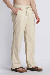 Riviera Linen-Blend Drawstring Trousers — Soft Cream