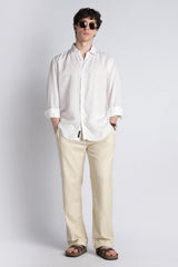 Premium styled look featuring IVYN soft cream linen-blend trousers