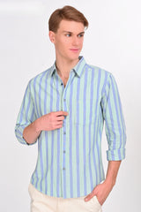 Lincoln Light Green Striped Shirt - IVYN