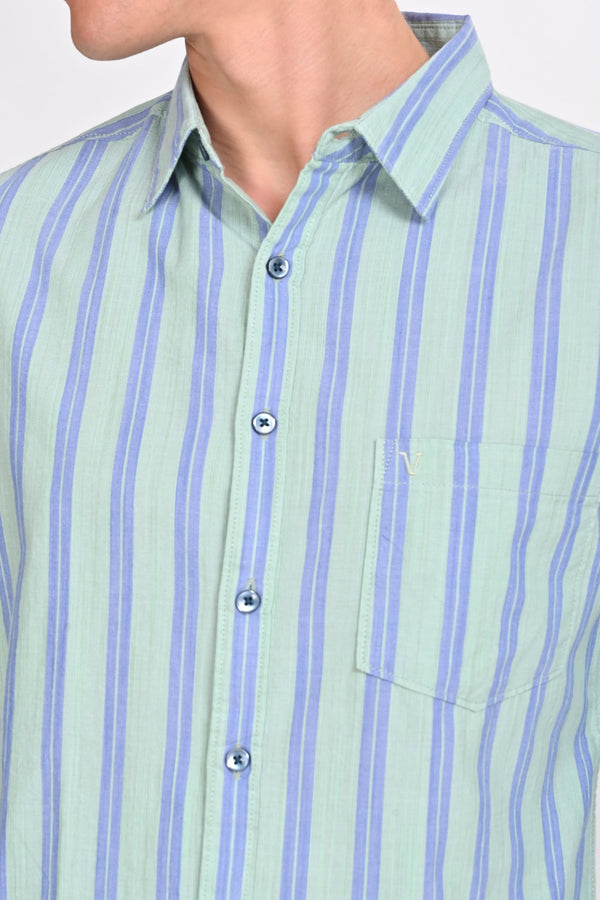 Lincoln Light Green Striped Shirt — alternate view