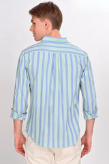 Lincoln Light Green Striped Shirt - IVYN