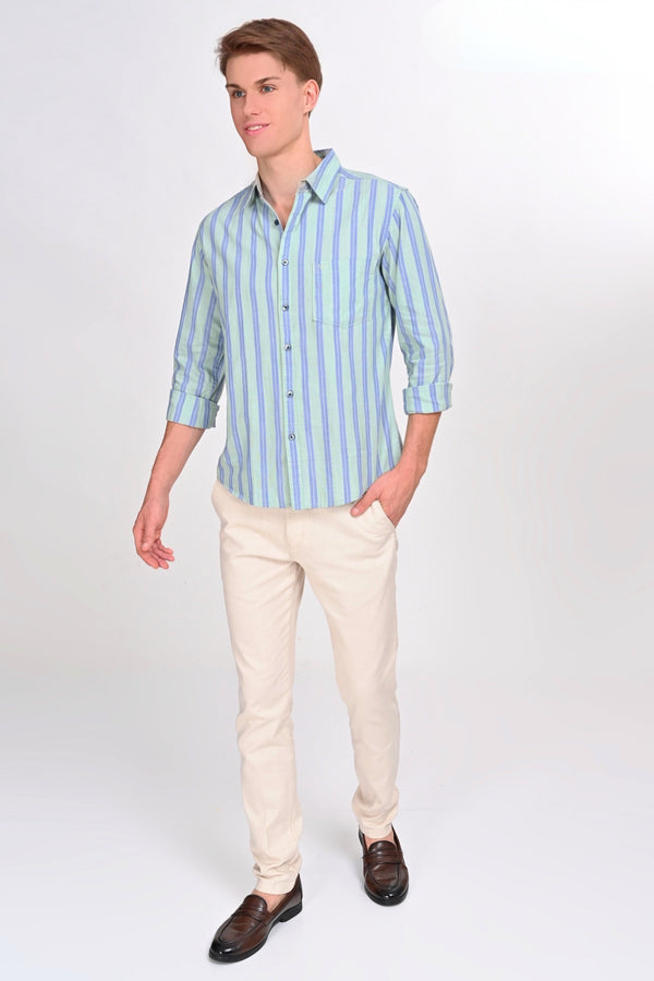 Lincoln Light Green Striped Shirt (image 6)