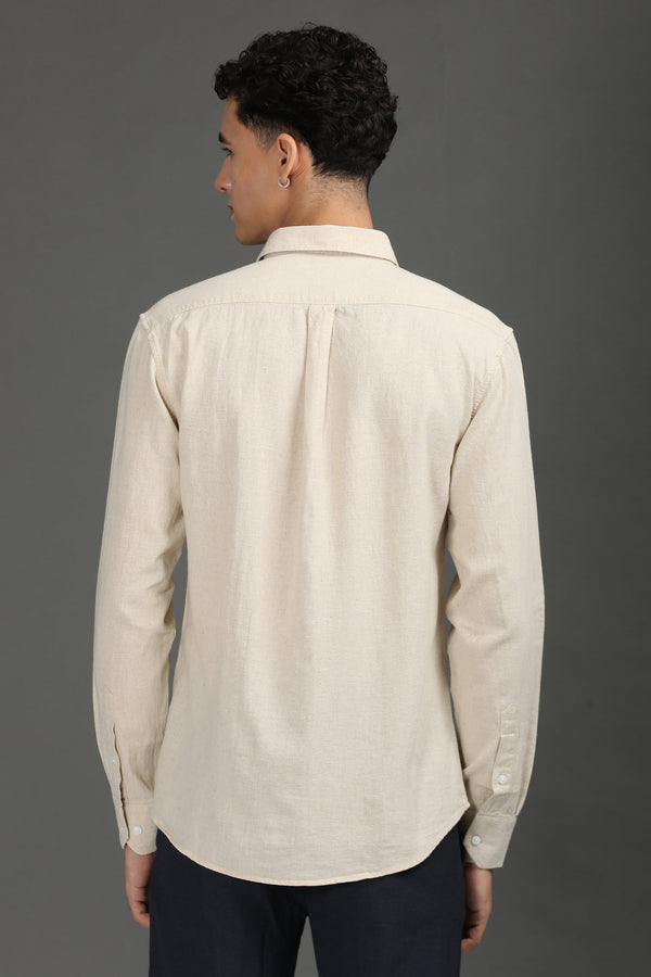 Premium Linen Full Sleeves Shirt - Natural Beige (image 4)