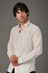 IVYN Pure Linen Full Sleeve Shirt White - Detail