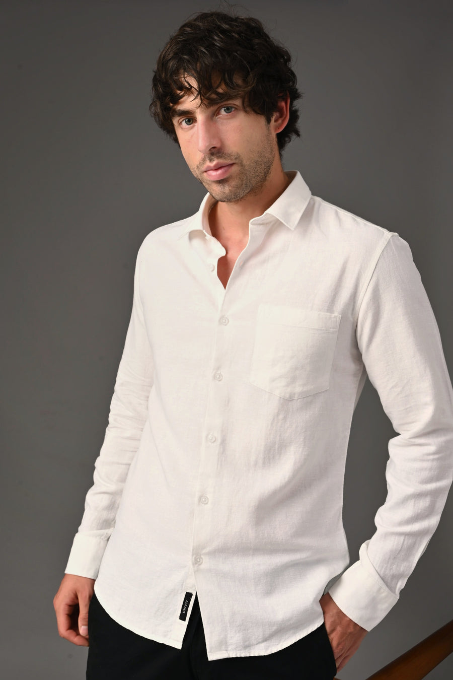 IVYN Pure Linen Full Sleeve Shirt White - Front
