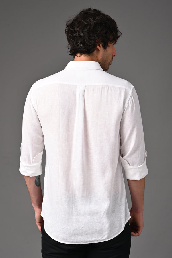 Premium Linen Full Sleeves Shirt - Pure White (image 3)