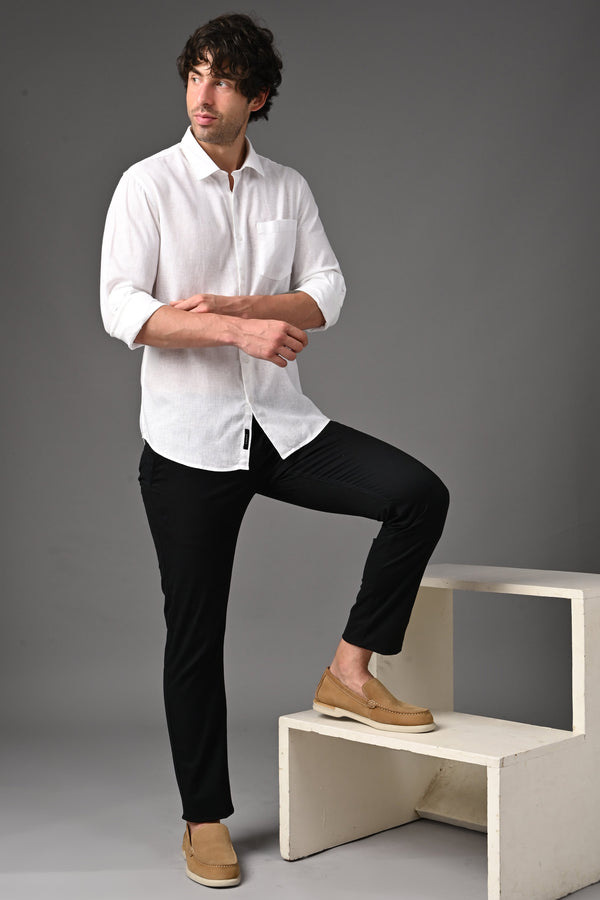 Premium Linen Full Sleeves Shirt - Pure White (image 1)