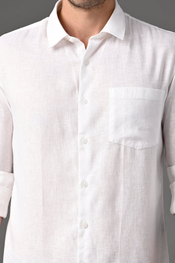 Premium Linen Full Sleeves Shirt - Pure White (image 4)