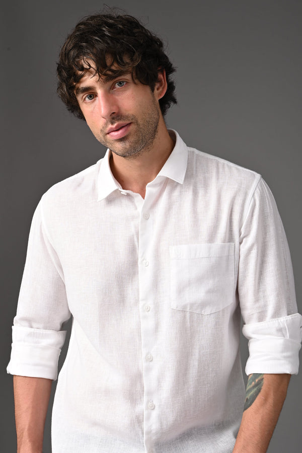 Premium Linen Full Sleeves Shirt - Pure White (image 5)