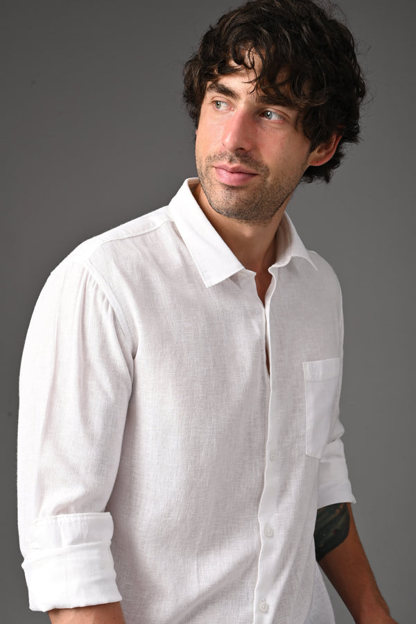 Premium Linen Full Sleeves Shirt - Pure White (image 6)