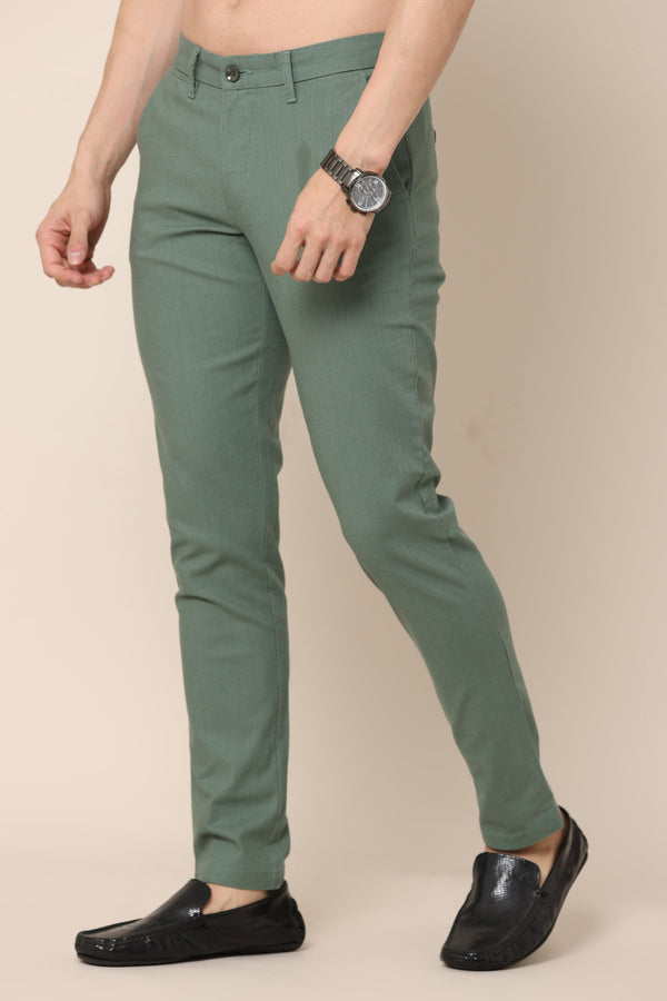 Classic Olive Green Cotton Lenin Chinos (image 4)