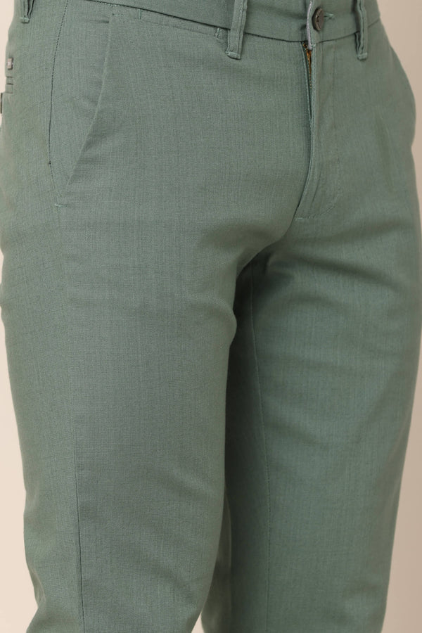 Classic Olive Green Cotton Lenin Chinos (image 2)