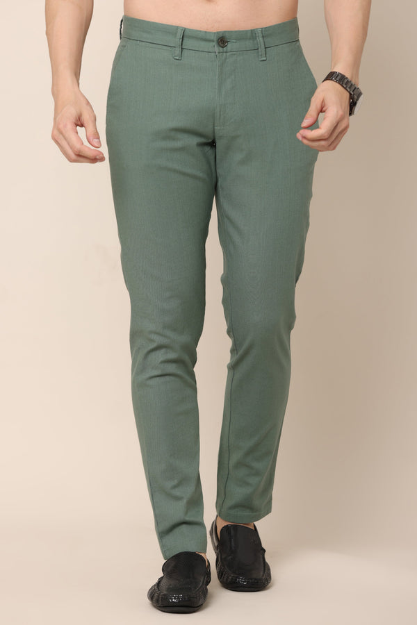 Classic Olive Green Cotton Lenin Chinos — alternate view