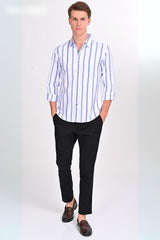 Mateo White & Blue Striped Shirt - IVYN