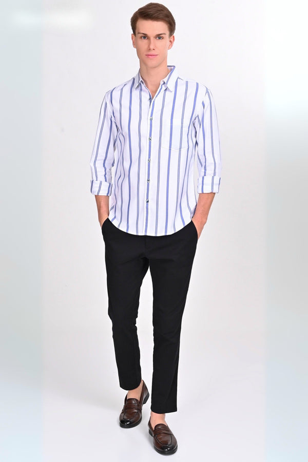 Mateo White & Blue Striped Shirt (image 6)