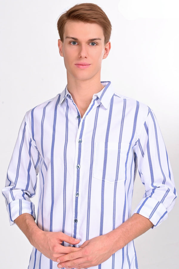 Mateo White & Blue Striped Shirt (image 5)
