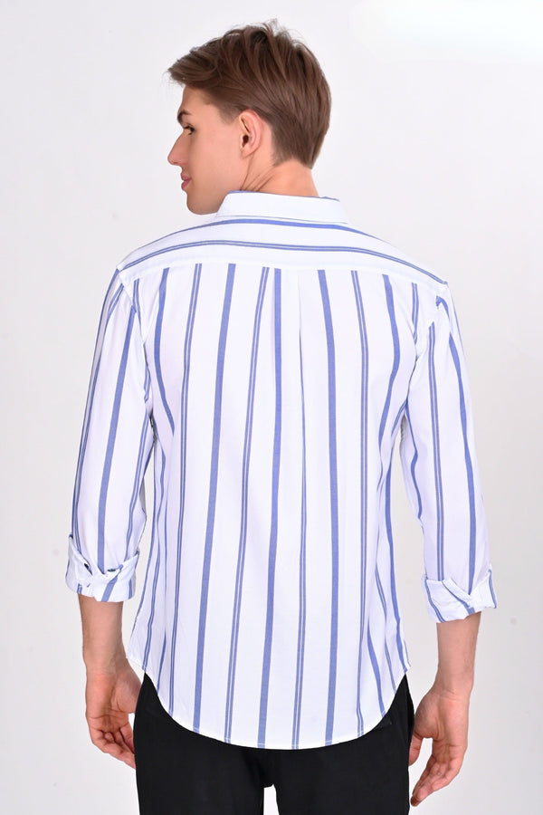 Mateo White & Blue Striped Shirt (image 2)