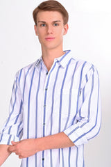 Mateo White & Blue Striped Shirt - IVYN