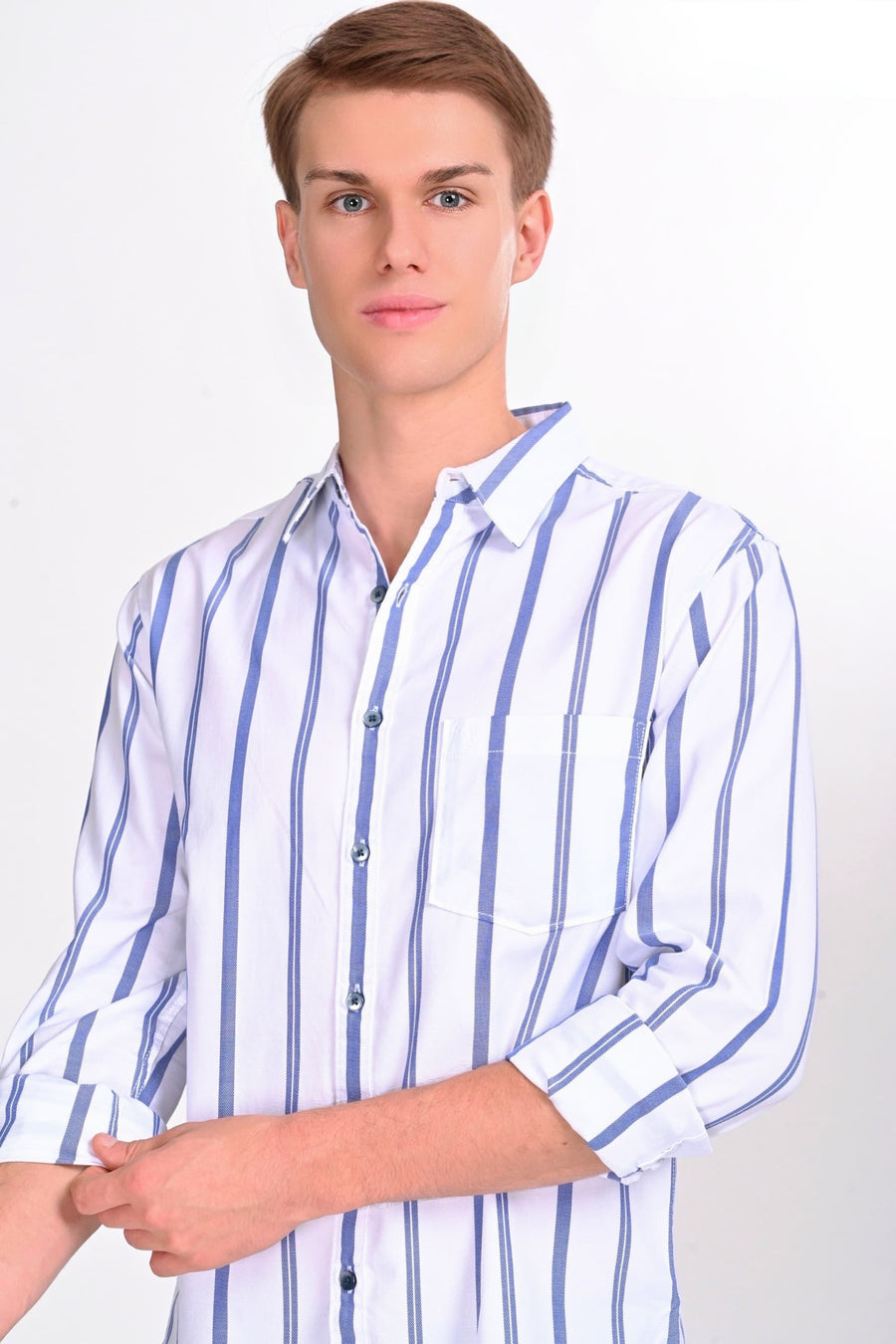 Mateo White & Blue Striped Shirt - IVYN