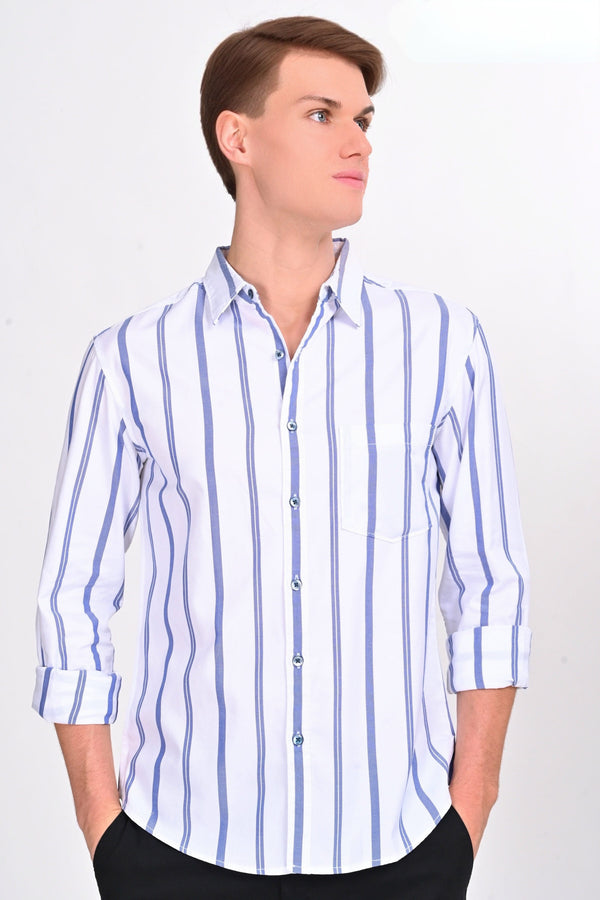 Mateo White & Blue Striped Shirt (image 4)