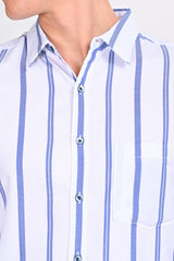 Mateo White & Blue Striped Shirt - IVYN