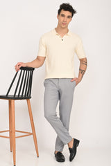 IVYN Cable-Knitted Polo T-Shirt in Cream