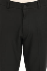 Men's Classic Straight Fit 4-Way Stretch Lycra Trousers - Jet Black - IVYN