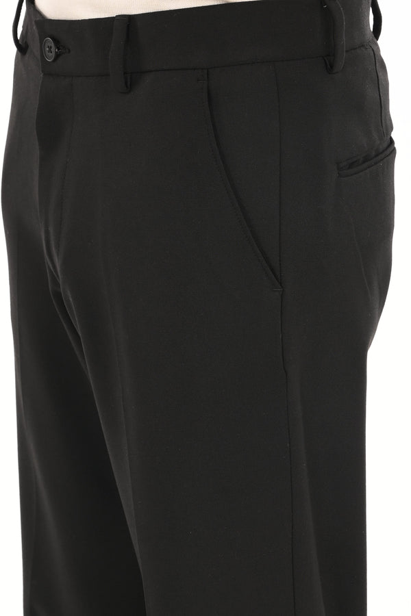 Men's Classic Straight Fit 4-Way Stretch Lycra Trousers - Jet Black (image 3)