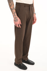 Men's Elegant Straight Fit 4-Way Stretch Lycra Trousers - Chestnut Brown - IVYN