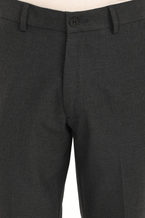Men's Straight Fit 4-Way Stretch Lycra Trousers - Charcoal Black (image 4)