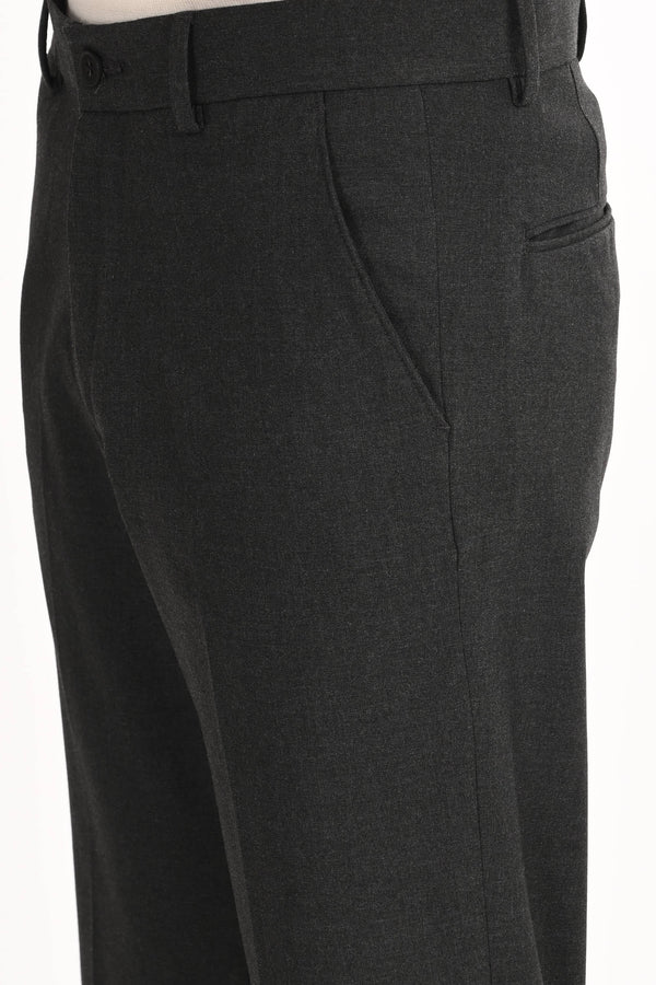 Men's Straight Fit 4-Way Stretch Lycra Trousers - Charcoal Black (image 5)