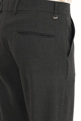 Men's Straight Fit 4-Way Stretch Lycra Trousers - Charcoal Black - IVYN