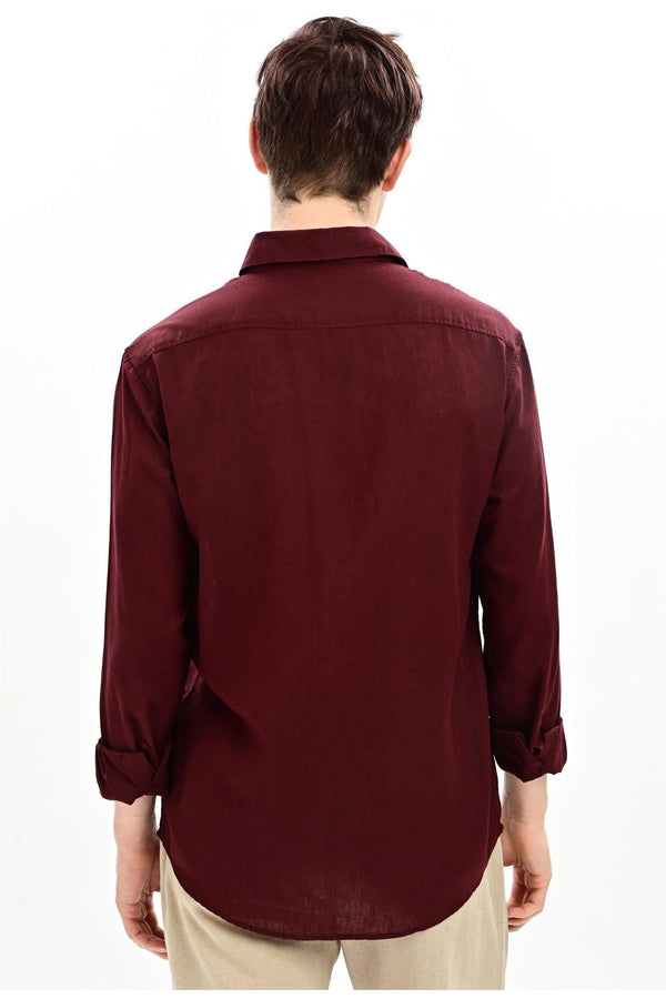 Merlot Textured Relaxed-Fit Shirt for Men - IVYN