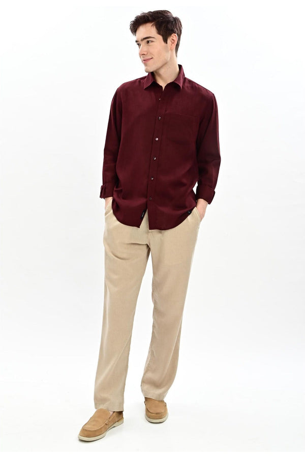 Merlot Textured Relaxed-Fit Shirt for Men - IVYN