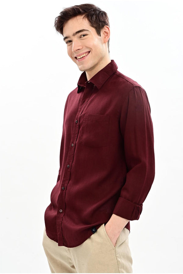 Merlot Textured Relaxed-Fit Shirt for Men - IVYN
