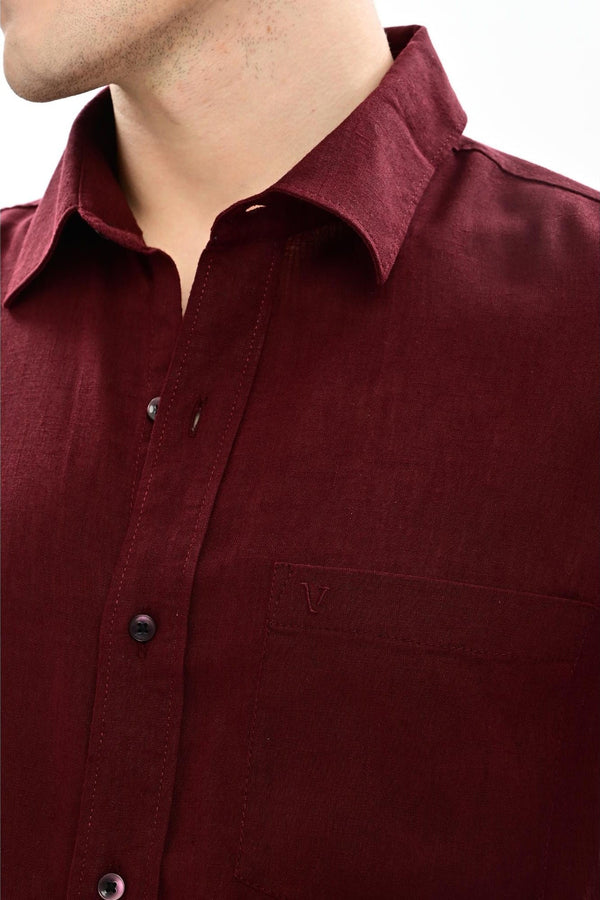 Merlot Textured Relaxed-Fit Shirt for Men - IVYN