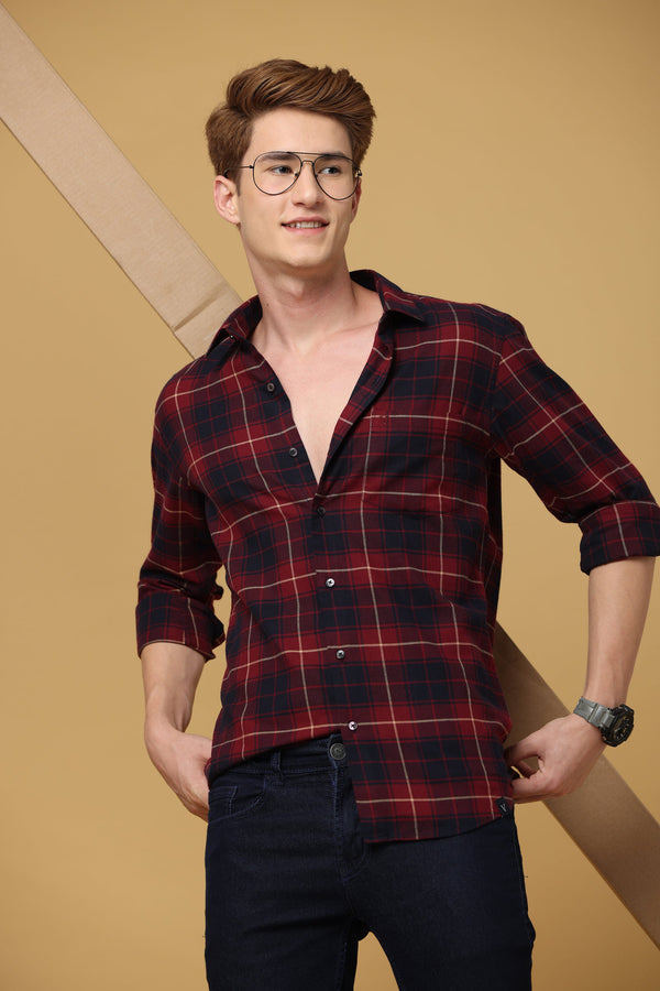 Classic Maroon Black Cotton Shirt (image 4)
