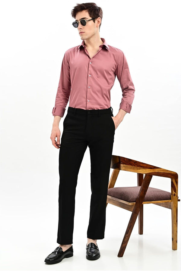 Midnight Black Slim Formal Trousers for Men - IVYN
